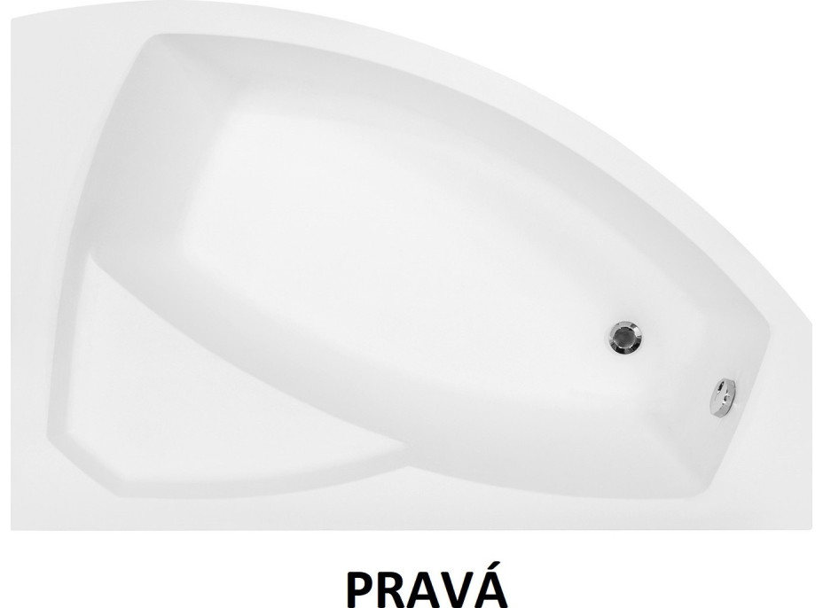 Asymetrická vana RIMA 160x100 cm - bez nožiček, pravá