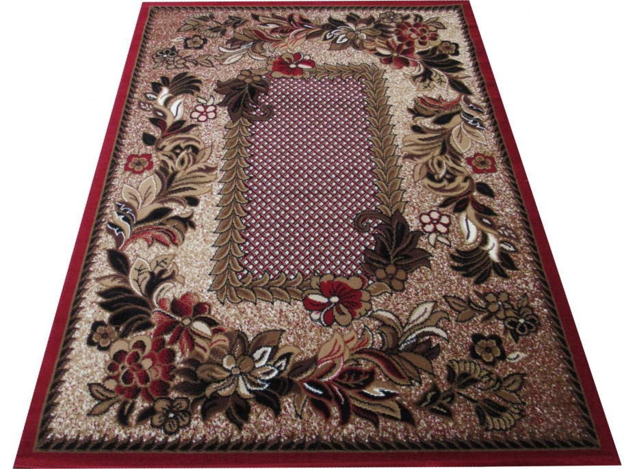 Kusový koberec ALPHA Flower - hnědý/červený