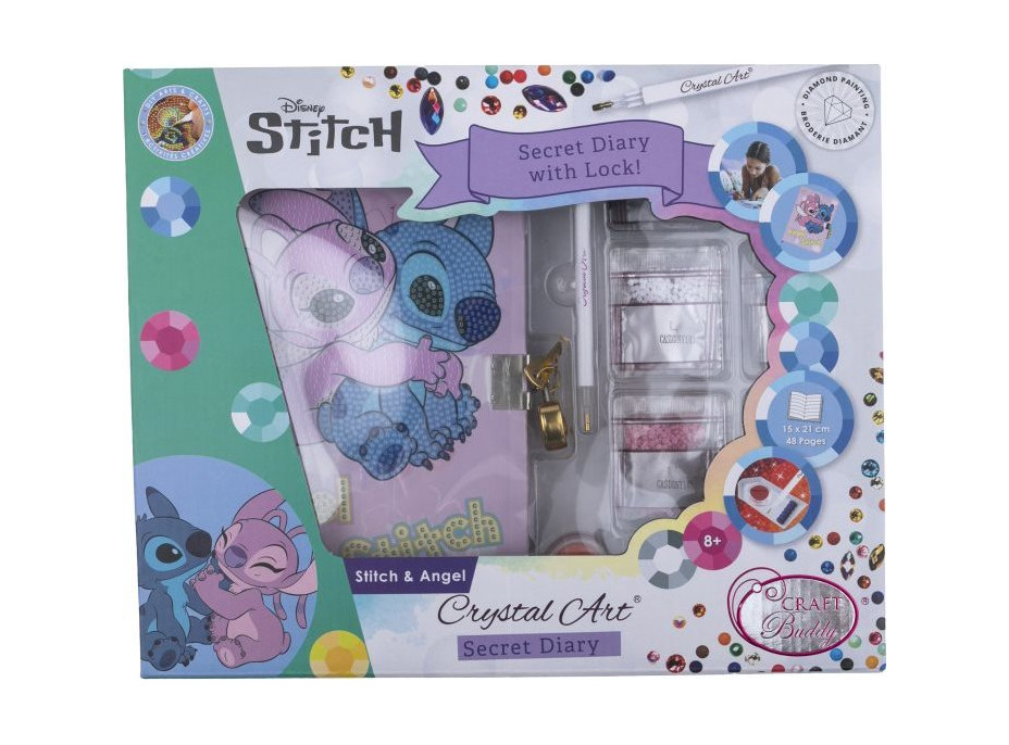 Crystal Art blok se zamykáním - Stitch a Angel