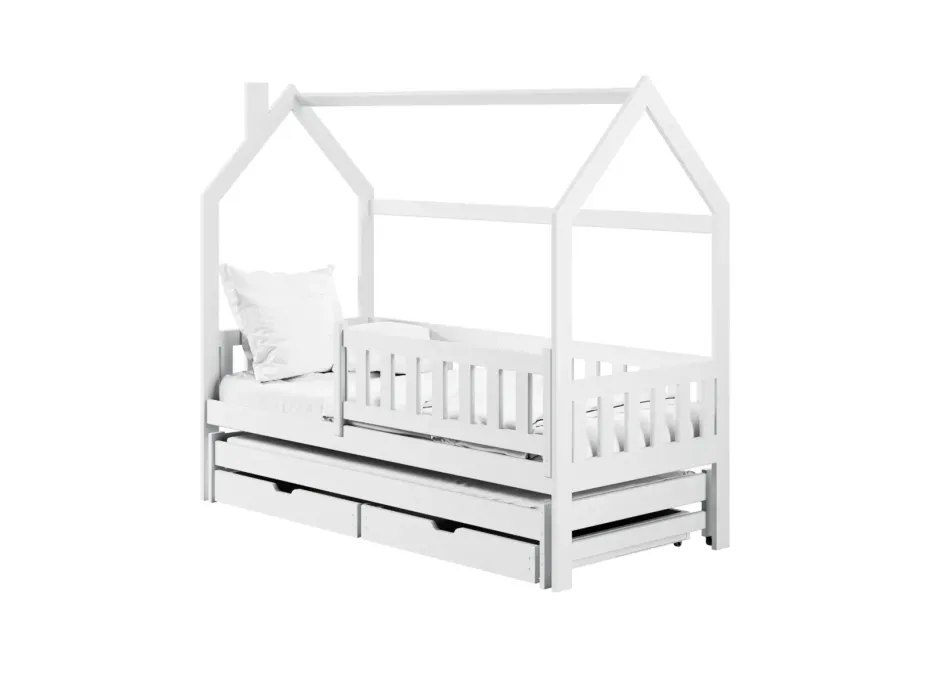 Dětská domečková postel s přistýlkou a šuplíky MATYLDA - 200x90 cm - bílá