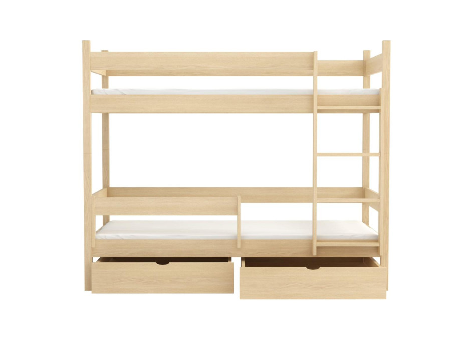 Dětská patrová postel z masivu borovice LEGEND se šuplíky - 200x90 cm