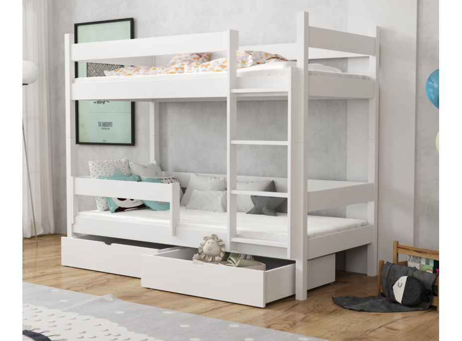 Dětská patrová postel z masivu borovice LEGEND se šuplíky - 200x90 cm