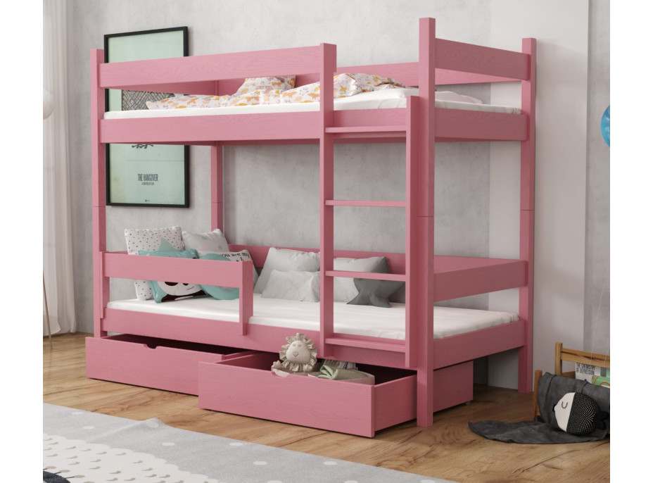 Dětská patrová postel z masivu borovice LEGEND se šuplíky - 200x90 cm