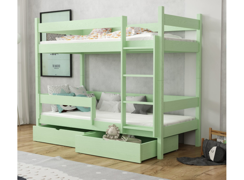 Dětská patrová postel z masivu borovice LEGEND se šuplíky - 200x90 cm