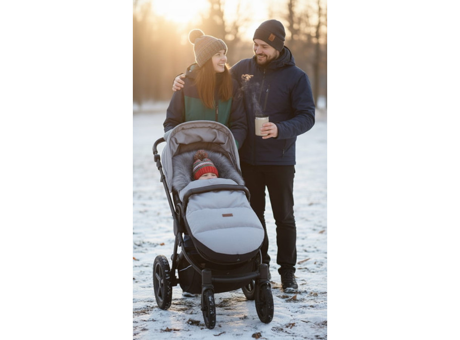 Dětský fusak do kočárku BABYMAM Premium - světle šedý melange/šedý