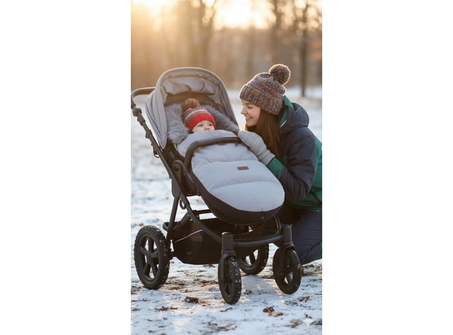 Dětský fusak do kočárku BABYMAM Premium - světle šedý melange/šedý