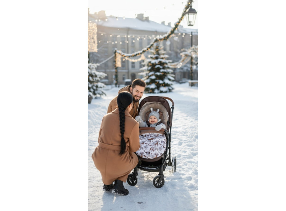 Dětský fusak do kočárku BABYMAM Premium - Zimní les/béžový