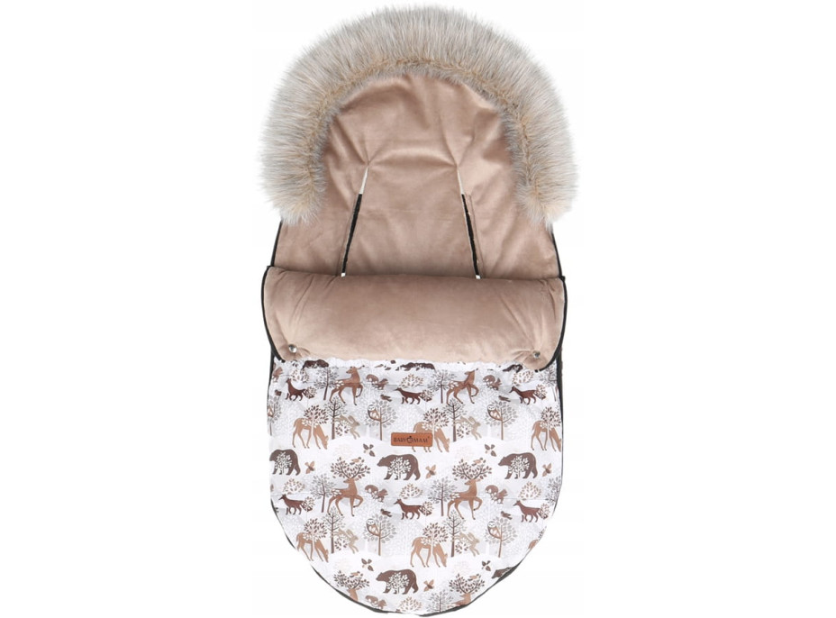 Dětský fusak do kočárku BABYMAM Premium - Zimní les/béžový