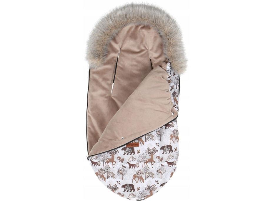 Dětský fusak do kočárku BABYMAM Premium - Zimní les/béžový