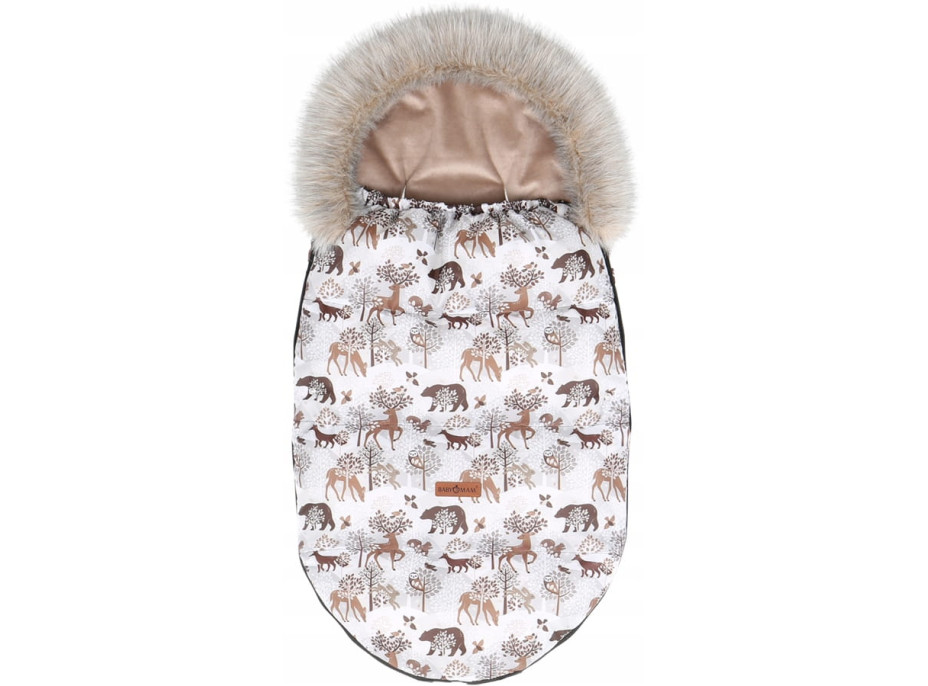 Dětský fusak do kočárku BABYMAM Premium - Zimní les/béžový