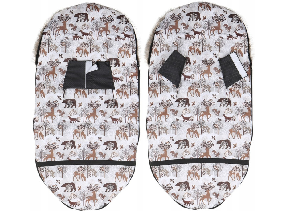 Dětský fusak do kočárku BABYMAM Premium - Zimní les/béžový