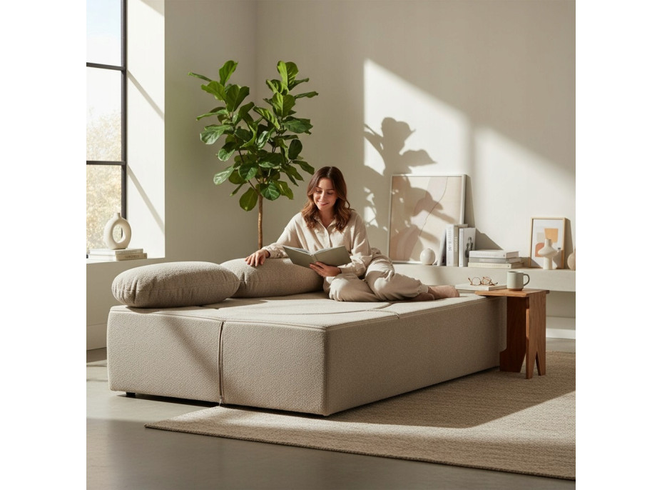 Pěnová pohovka BILL 200 - rozkládací - béžová