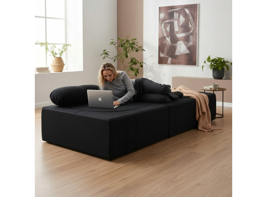 Pěnová pohovka BILL 200 - rozkládací - černá