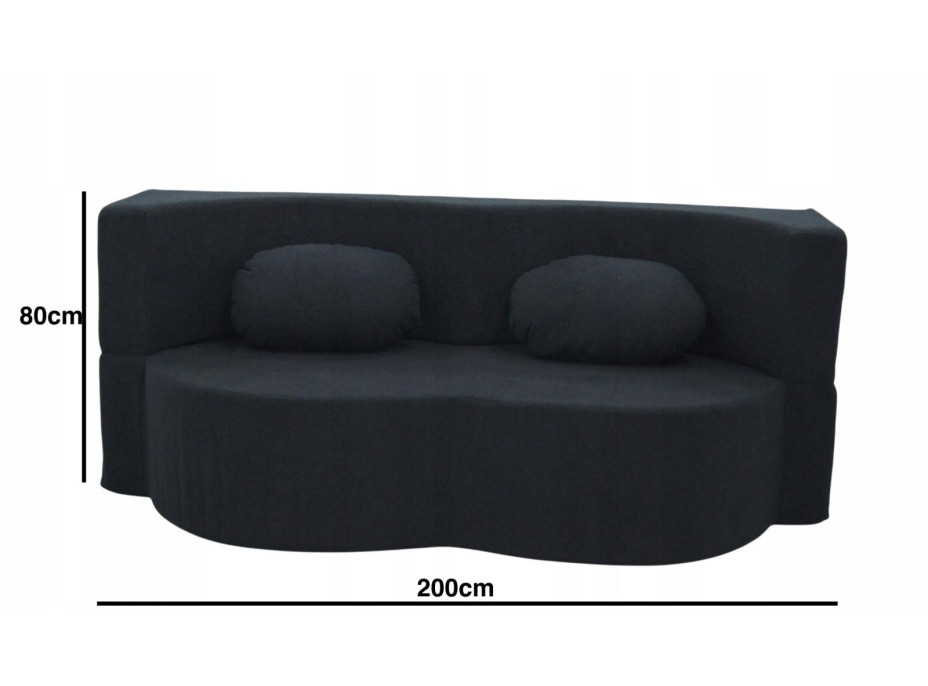 Pěnová pohovka BILL 200 - rozkládací - černá