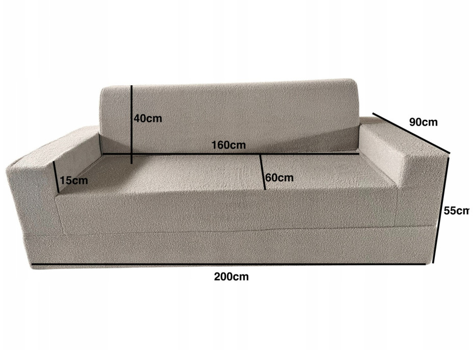 Pěnová pohovka LIVIA 200 - rozkládací - béžová