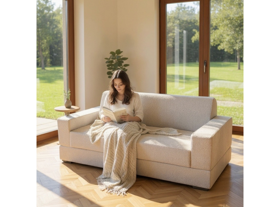 Pěnová pohovka LIVIA 200 - rozkládací - béžová