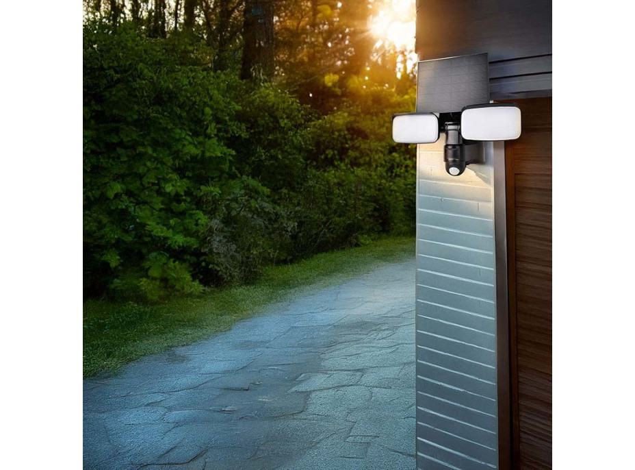 Solight LED solární osvětlení se senzorem, 9W, 850lm, 4000K, Li-Ion, černá