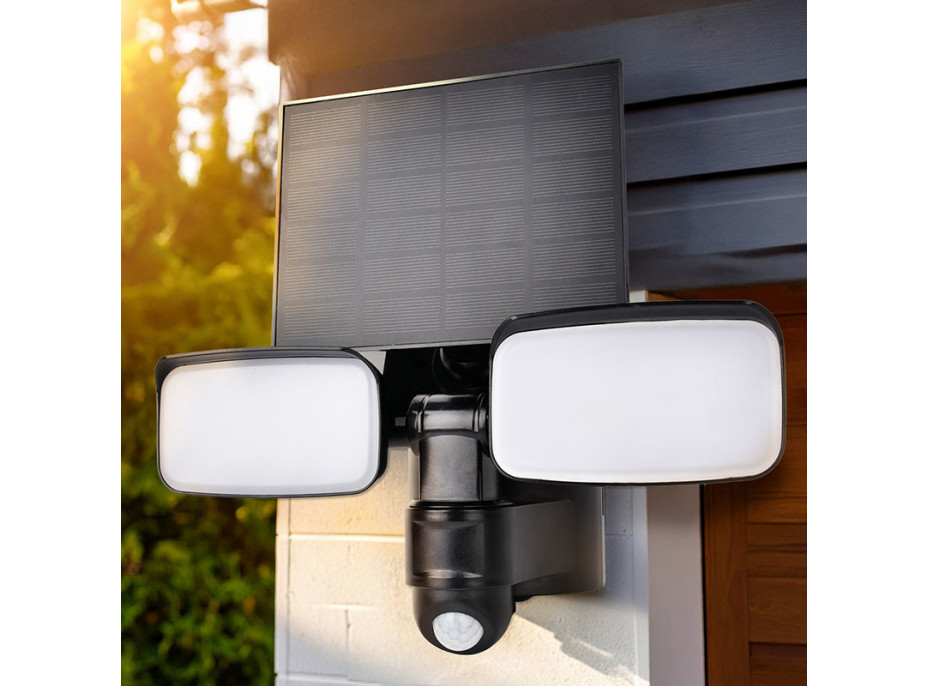 Solight LED solární osvětlení se senzorem, 9W, 850lm, 4000K, Li-Ion, černá