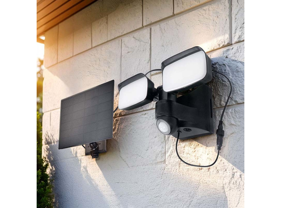 Solight LED solární osvětlení se senzorem, 9W, 850lm, 4000K, Li-Ion, černá
