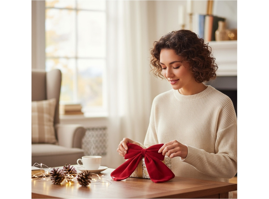 Dekorační mašle Rich Red Bow 14x12,5 cm - červená