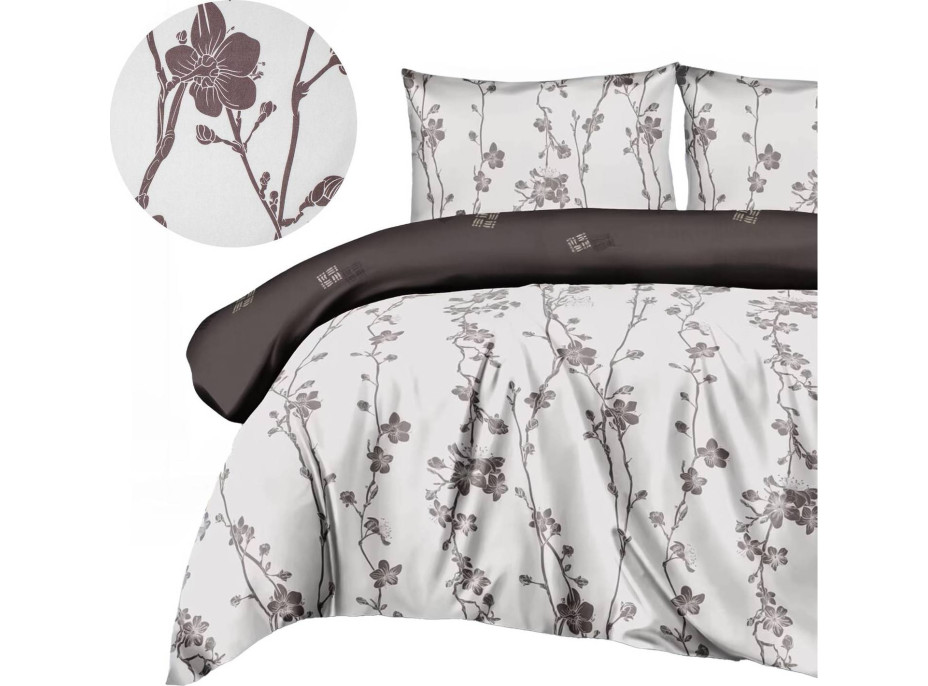 Ložní povlečení z mikrovlákna SATIN TOUCH - 160x200 cm - bílé/hnědé