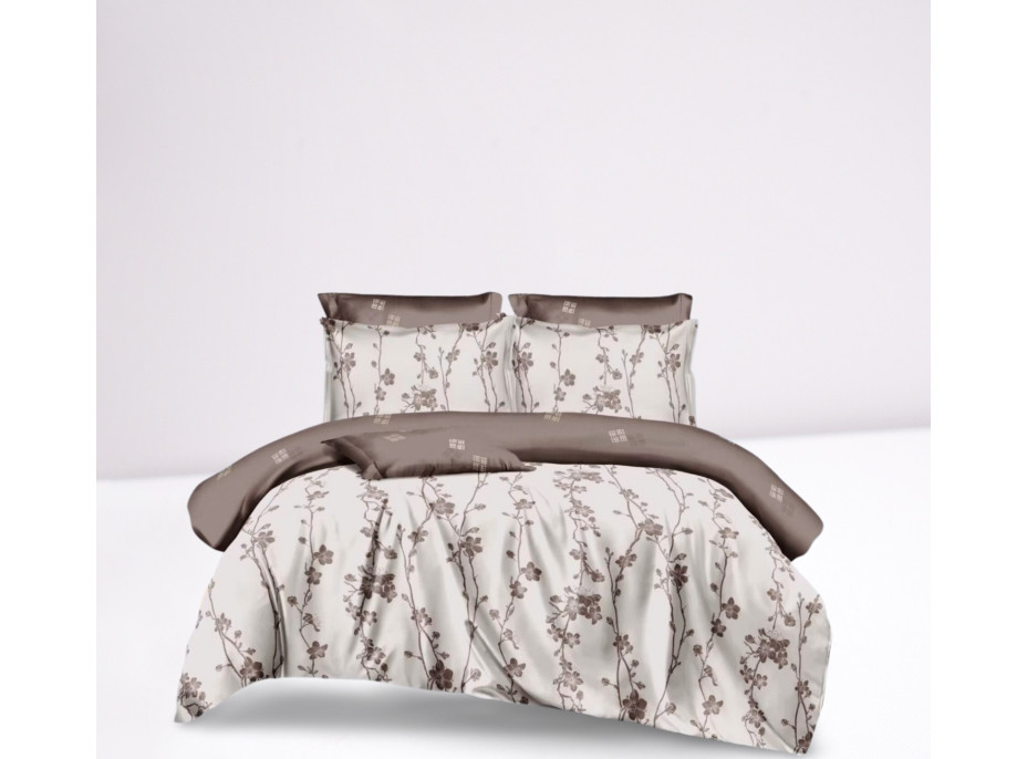 Ložní povlečení z mikrovlákna SATIN TOUCH - 160x200 cm - bílé/hnědé