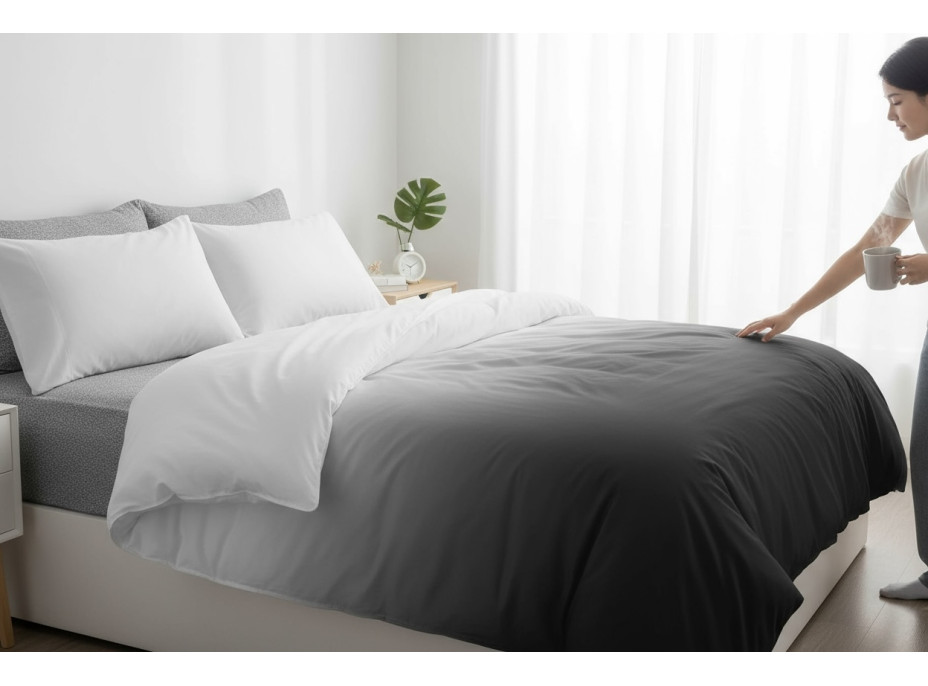 Ložní povlečení z mikrovlákna NATURAL GRAY - 160x200 cm - šedé/bílé