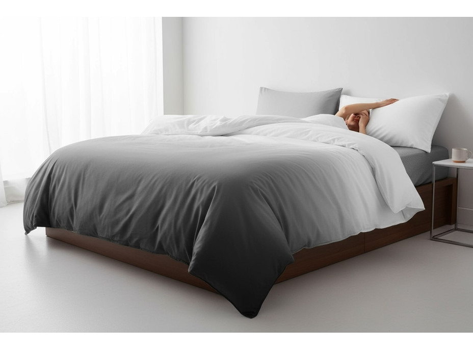 Ložní povlečení z mikrovlákna NATURAL GRAY - 160x200 cm - šedé/bílé