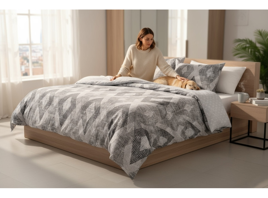 Ložní povlečení z mikrovlákna SATIN LOFT - 160x200 cm - šedé