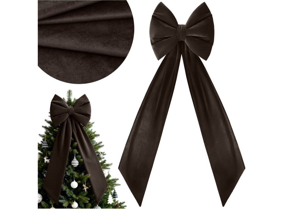 Ozdobná mašle DECO Velvet Glam Bow XXL 48x45x150 cm - hnědá