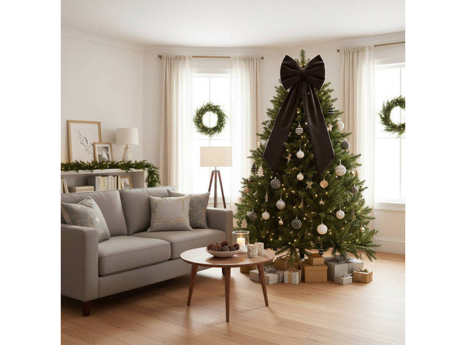 Ozdobná mašle DECO Velvet Glam Bow XXL 48x45x150 cm - hnědá