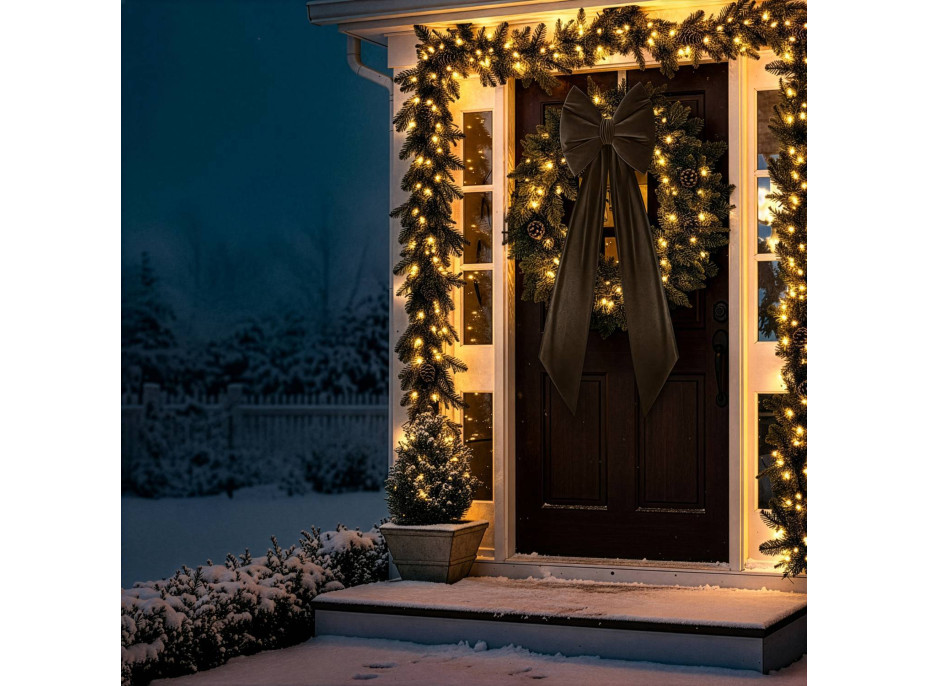 Ozdobná mašle DECO Velvet Glam Bow XXL 48x45x150 cm - hnědá