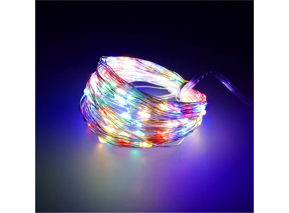 Dekorativní LED světla na drátku - 10m 100LED - multicolour