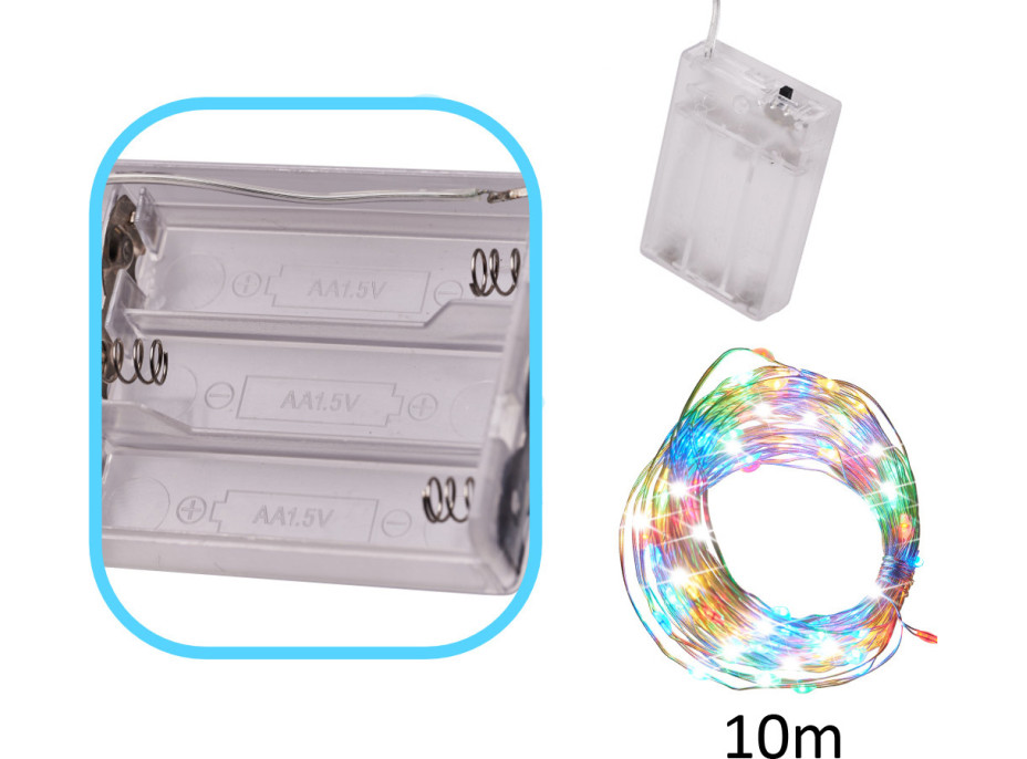 Dekorativní LED světla na drátku - 10m 100LED - multicolour
