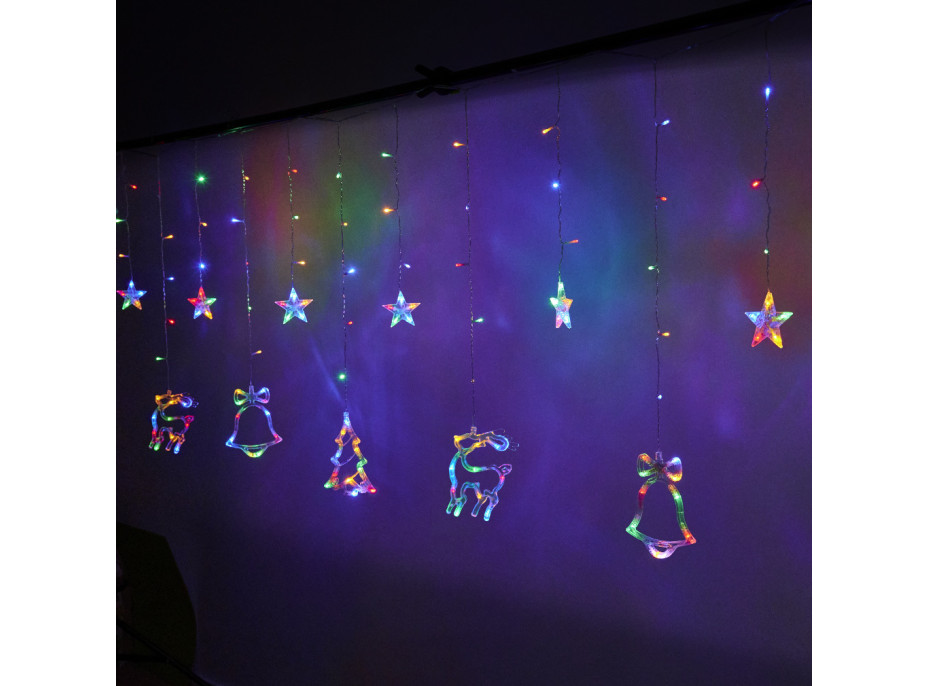 LED světelný závěs Sob, stromeček a zvoneček - 2,5 m 138LED - vícebarevné