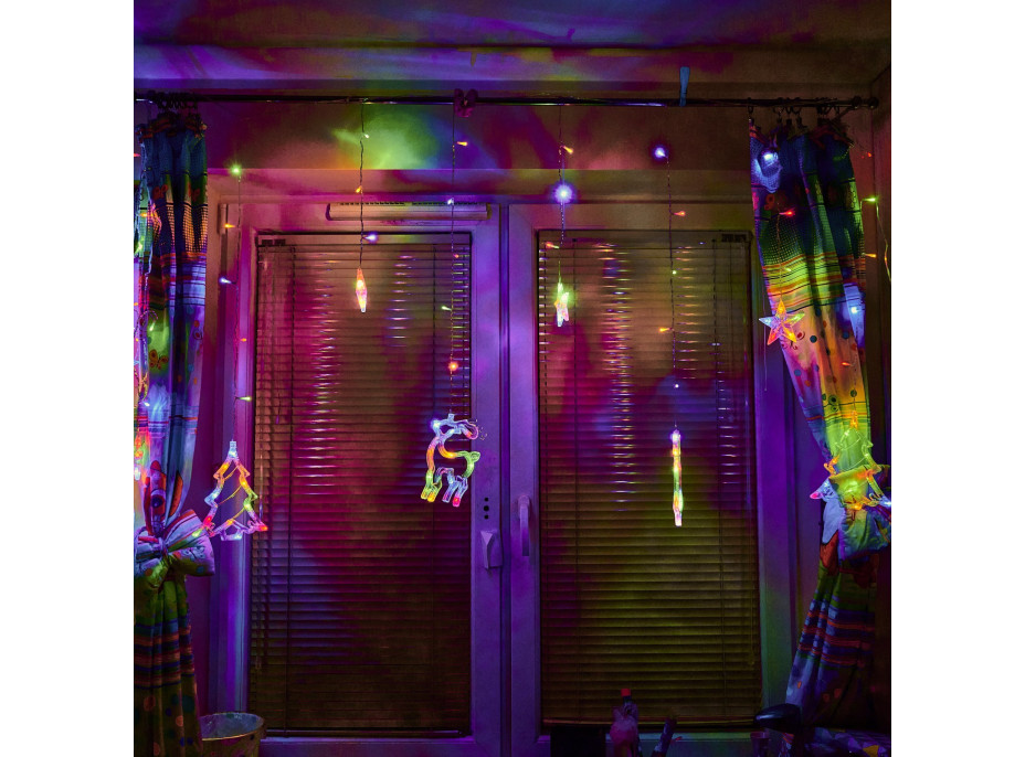 LED světelný závěs Sob, stromeček a zvoneček - 2,5 m 138LED - vícebarevné