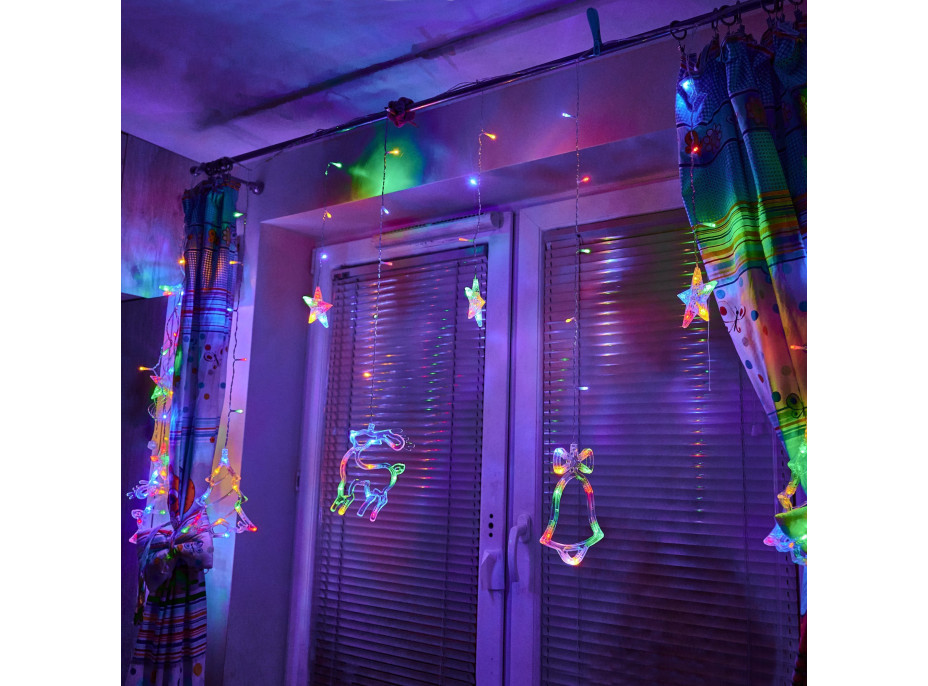 LED světelný závěs Sob, stromeček a zvoneček - 2,5 m 138LED - vícebarevné