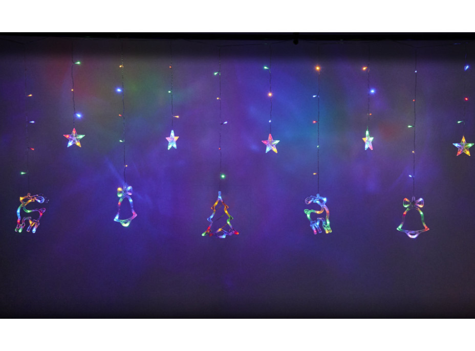 LED světelný závěs Sob, stromeček a zvoneček - 2,5 m 138LED - vícebarevné