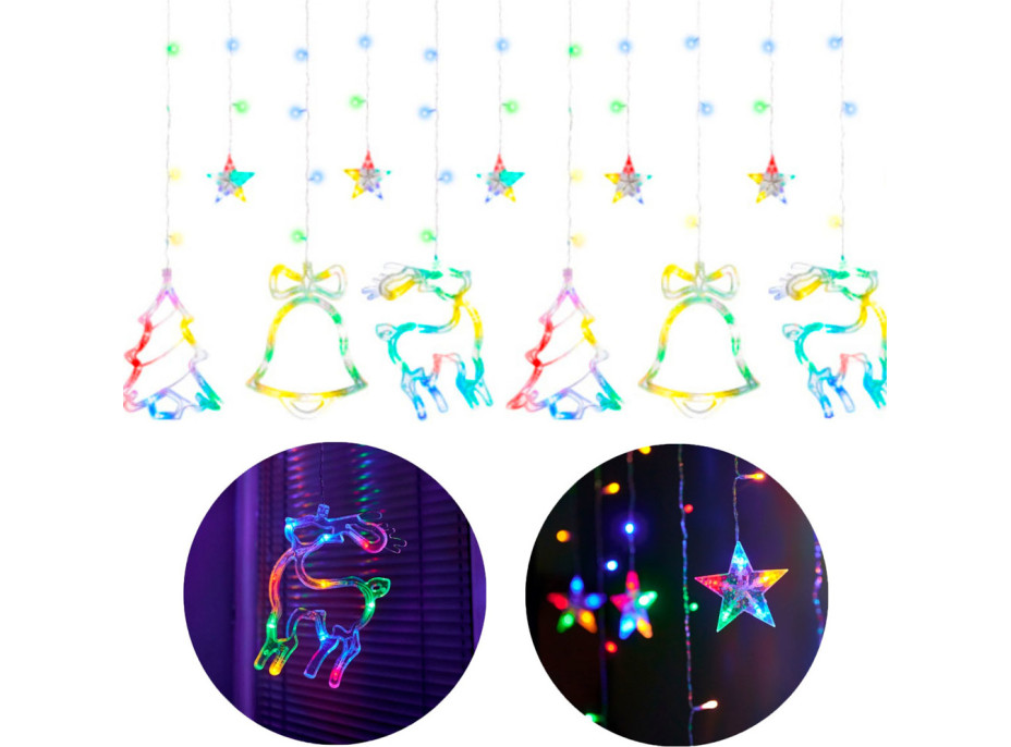 LED světelný závěs Sob, stromeček a zvoneček - 2,5 m 138LED - vícebarevné