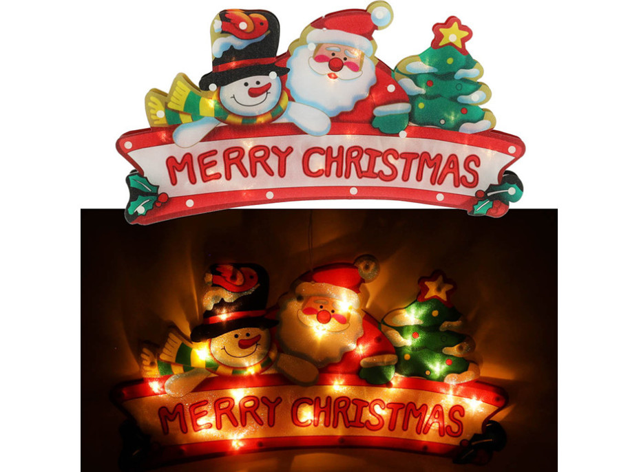 LED závěsná dekorace na okno - Merry Christmas - 45 cm