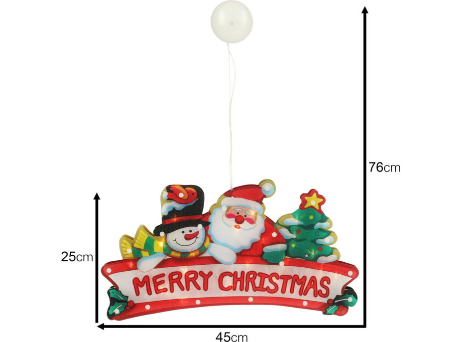 LED závěsná dekorace na okno - Merry Christmas - 45 cm