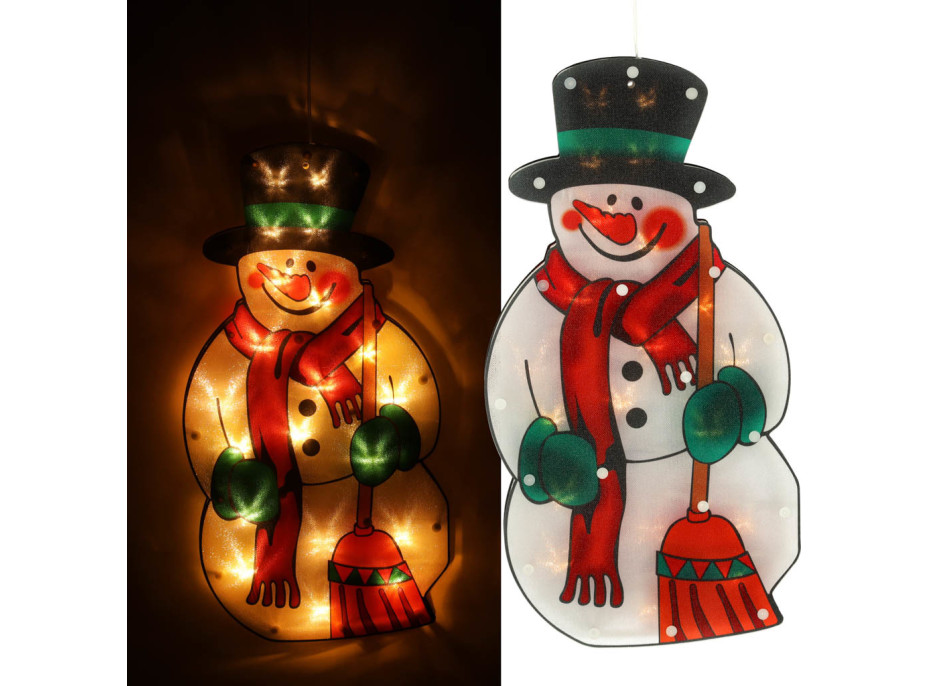 LED závěsná dekorace na okno - Sněhulák - 45 cm