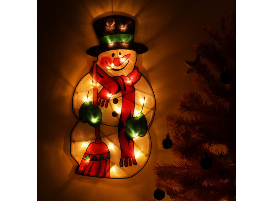 LED závěsná dekorace na okno - Sněhulák - 45 cm