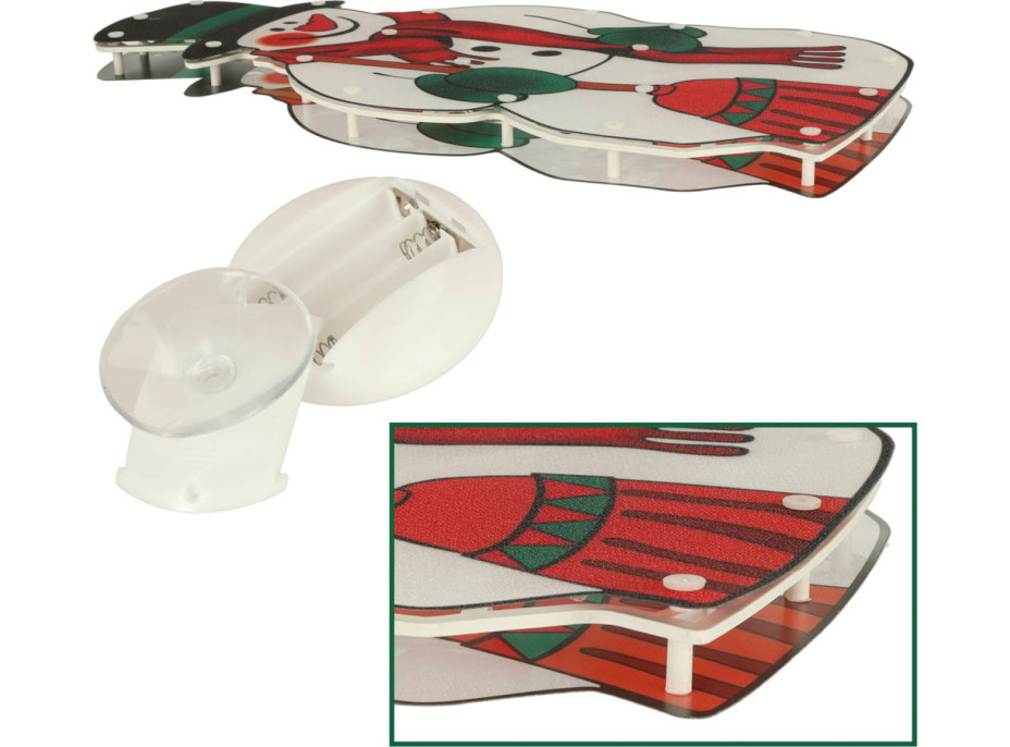 LED závěsná dekorace na okno - Sněhulák - 45 cm