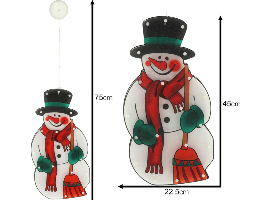 LED závěsná dekorace na okno - Sněhulák - 45 cm