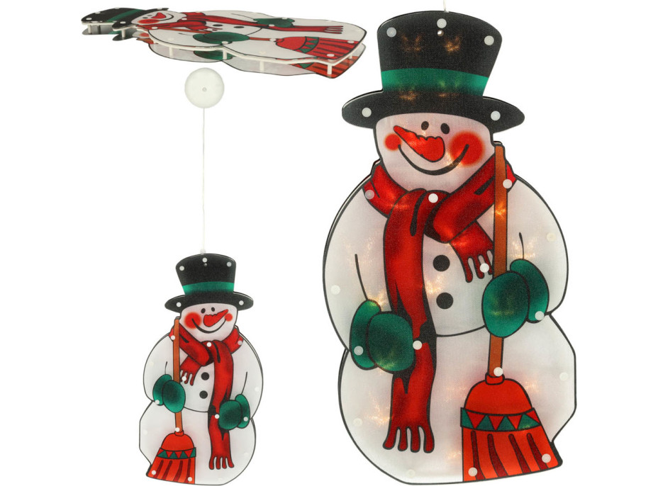 LED závěsná dekorace na okno - Sněhulák - 45 cm