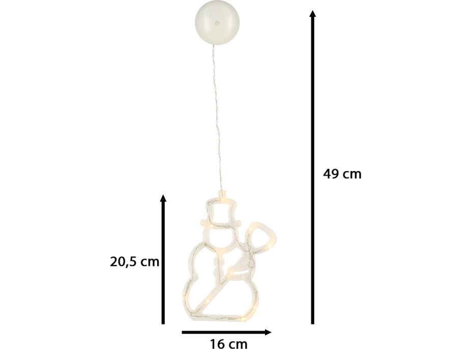 LED závěsná dekorace na okno - Sněhulák - 49 cm 10 LED