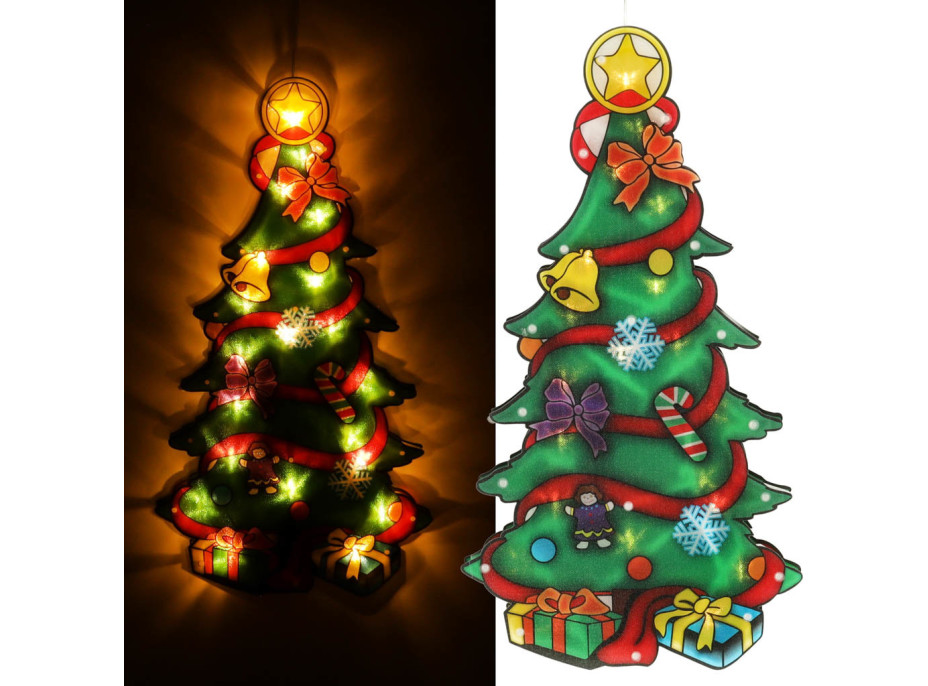 LED závěsná dekorace na okno - Vánoční stromek - 45 cm
