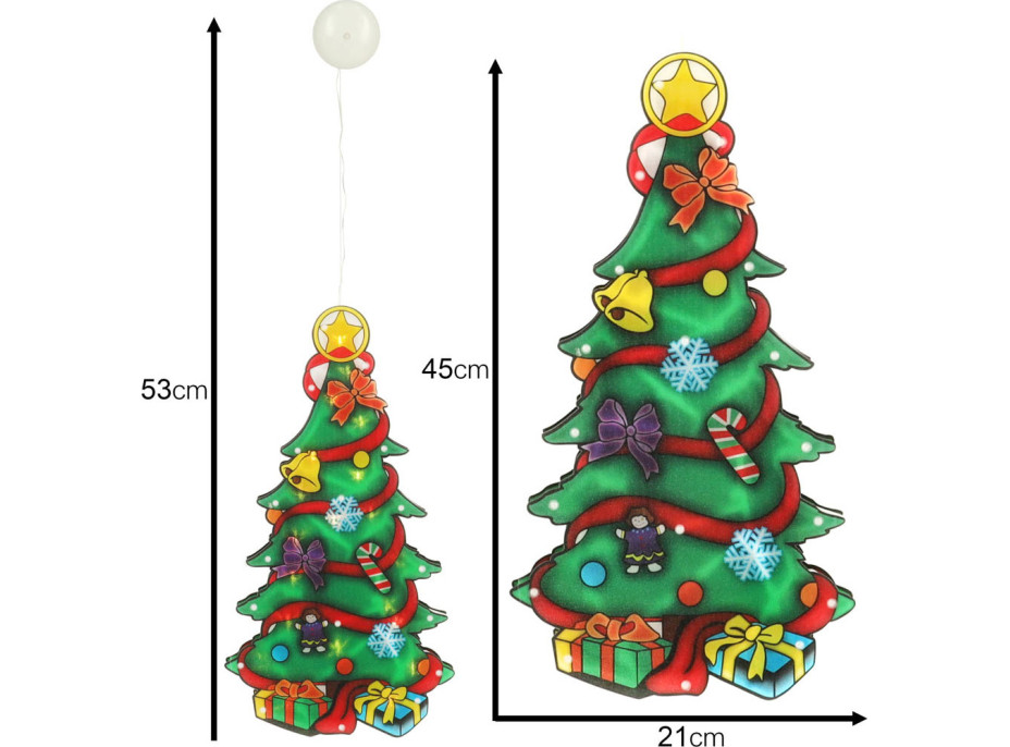 LED závěsná dekorace na okno - Vánoční stromek - 45 cm