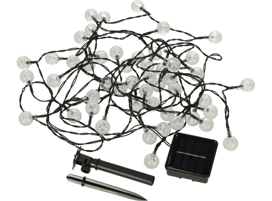 Solární zahradní osvětlení kuličky - 7 m 50 LED - teplá bílá